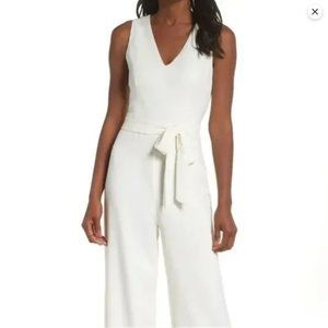 NWTs Vince Camuto Tie Front Wide Leg Jumpsuit in White Size 8